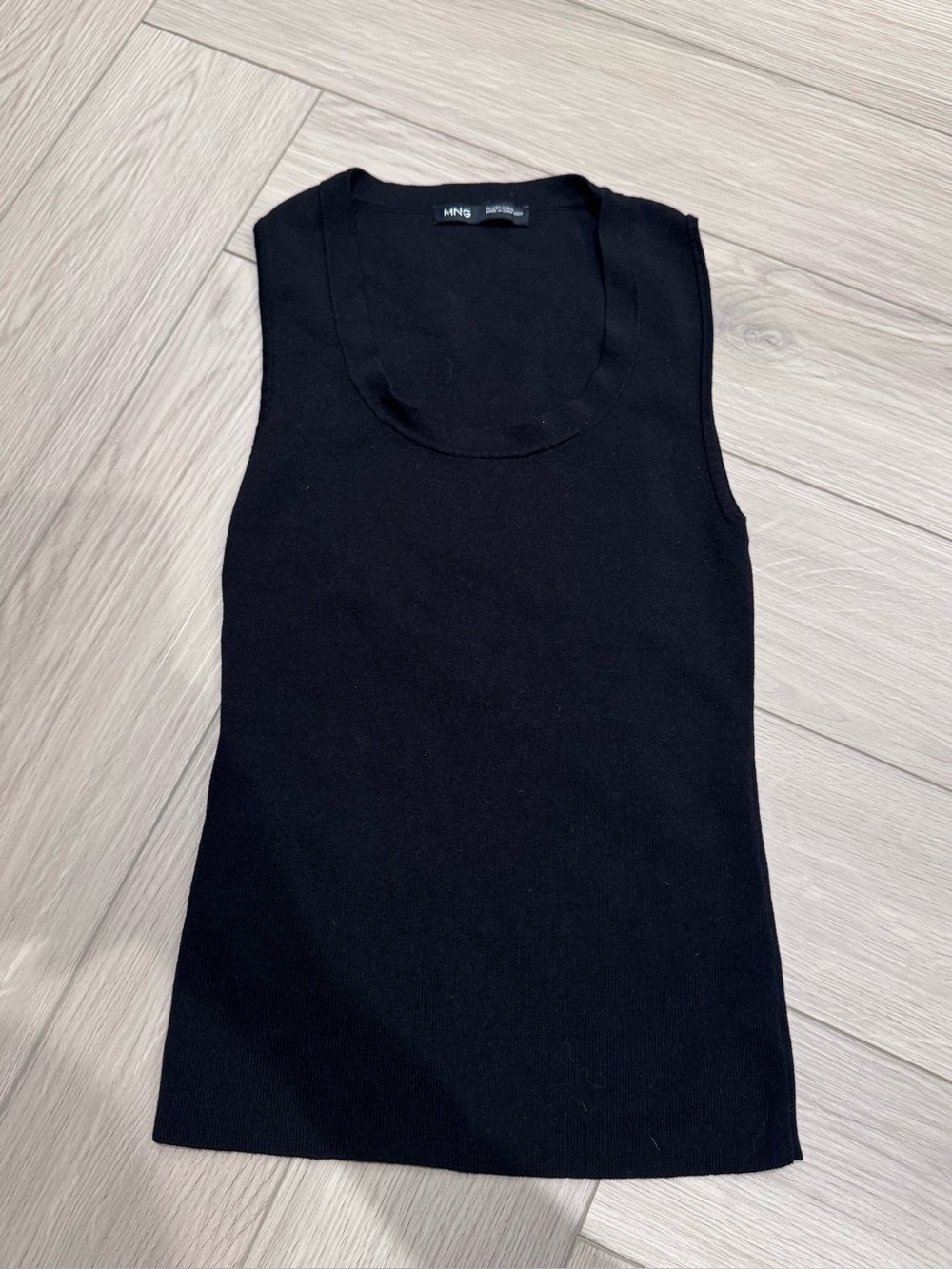 Mango Black Ribbed Tank Top